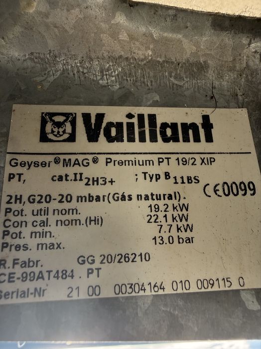 Esquentador Vaillant Geyser MAG Premium Gás Natural