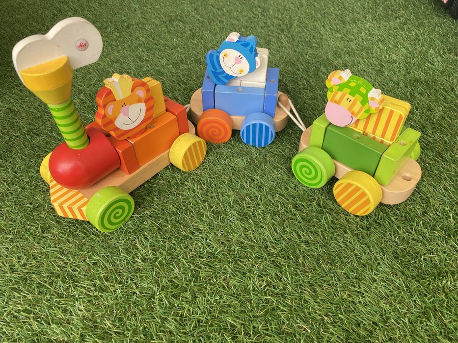 Comboio em madeira animais construtor divertido animais Montessori