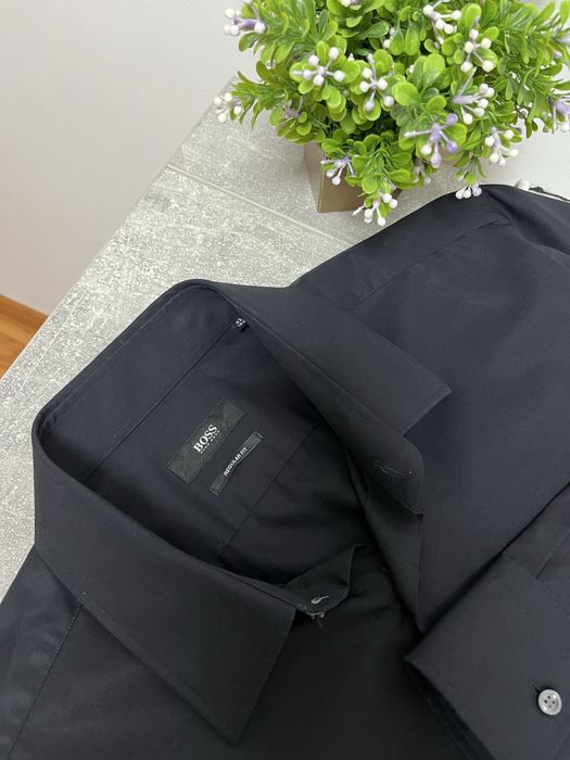 Hugo Boss regular fit рубашка черная мужская / Размер L-XL