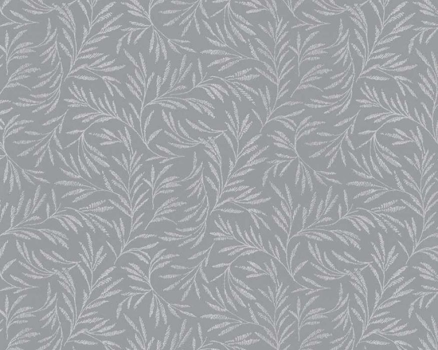 Tapety listki srebrne na szarym tle. Flizelina.