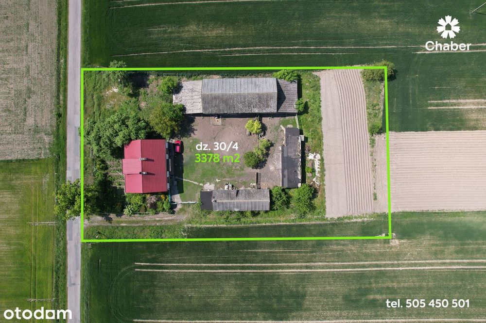 Siedlisko z domem 100 m2, działką 3378 m2 na wsi