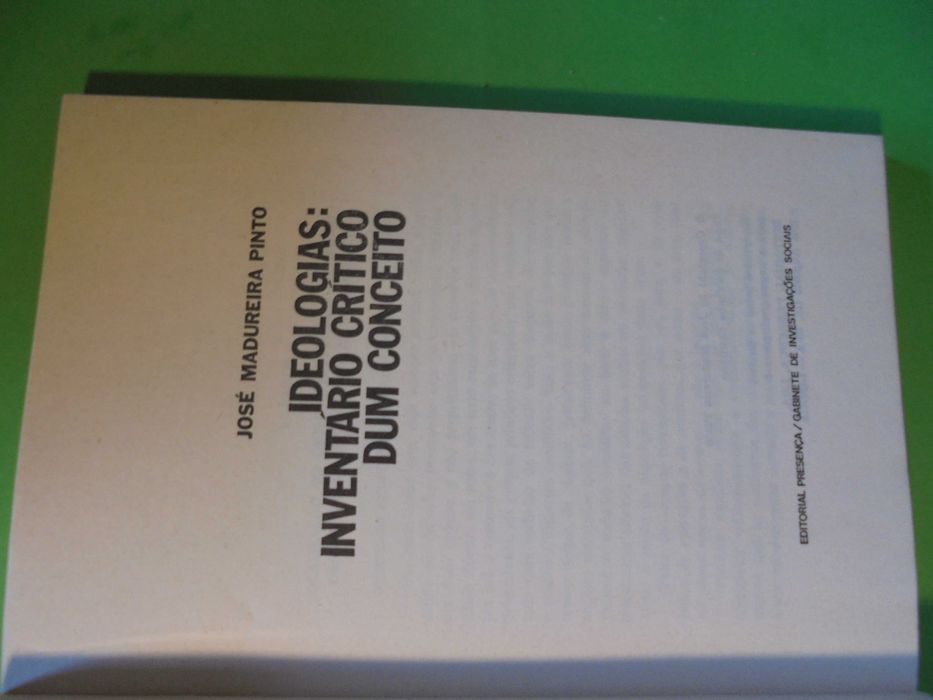 Pinto (José Madureira);Ideologias;Inventário Crítico dum Conceito