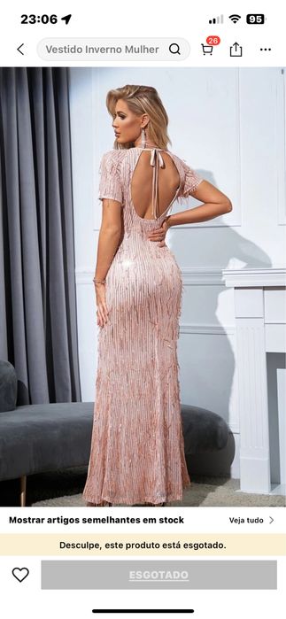 Festa Vestido chanpanhe Lantejoulas shein