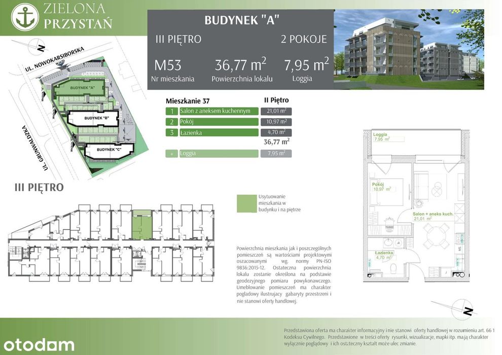 2-pokojowe mieszkanie 36m2 + loggia Bezpośrednio
