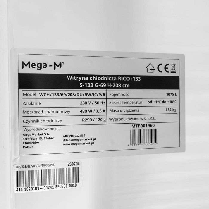 Witryna chłodnicza Mega-M 133/69 1200L-NOWA