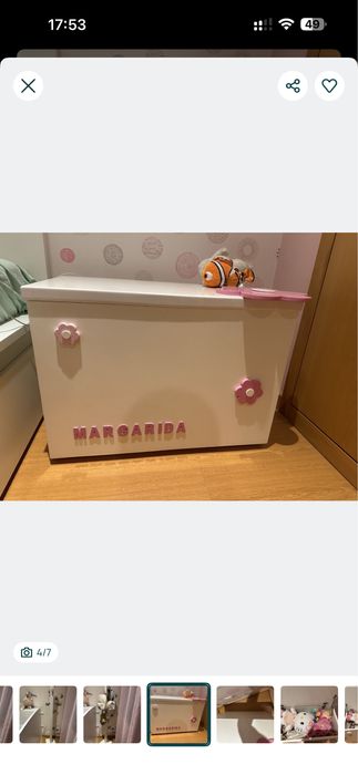 Baú ou caixa arrumação - Margarida - madeira pinho