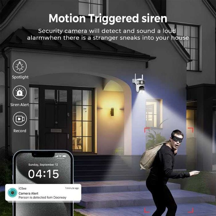 Уличная IP WIFI Камера видеонаблюдение Besder 12МП три объектива iCSee