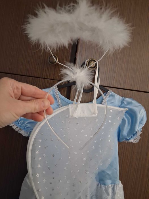 Strój aniol śnieżynka skrzydła aureola