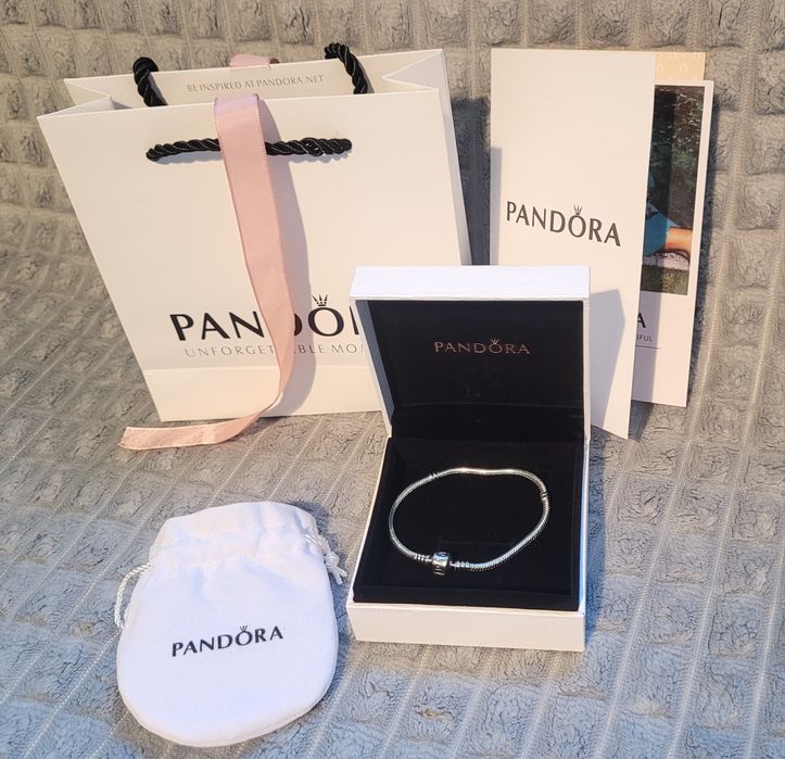 Nowy zestaw bransoletka pandora 19cm srebro 925 walentynki prezent