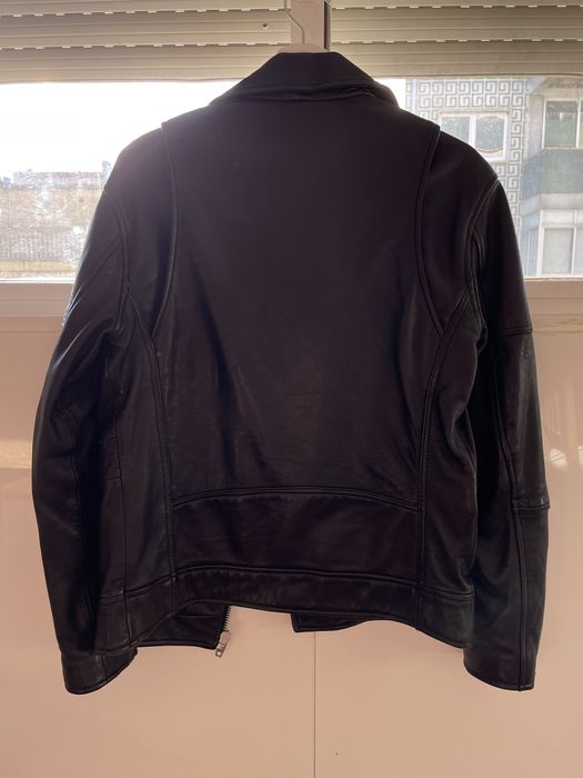Biker preto 100% pele para homem Zara
