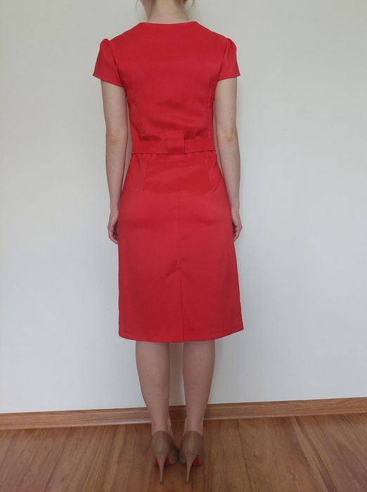 Czerwona sukienka styl retro vintage lata 50 60 dekolt serce M 38