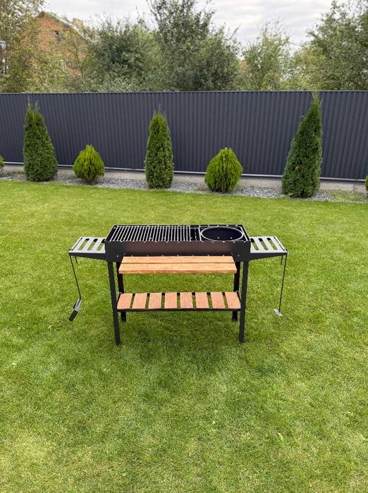 Мангал з решіткою для гриля і підставкою під казан метал 5 мм