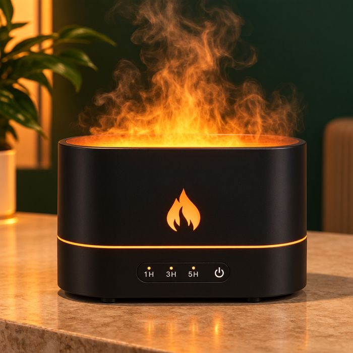 Зволожувач повітря Flame Mist 3D з ефектом живого полум’я — ультразвуковий, нічник, ароматизатор