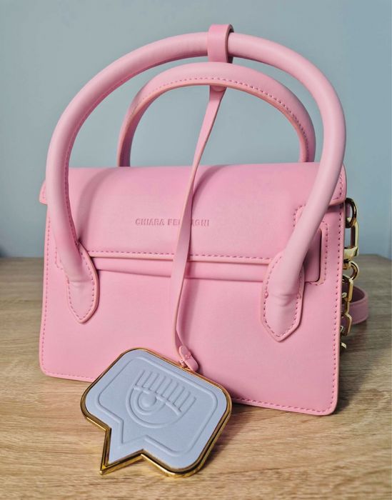 Śliczna torebka Chiara Ferragni Eyetag Mini / Eyelike Bag w kolorze pudrowego różu, nowa, z metką