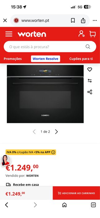 Micro-ondas com Grill Encastrável Siemens iQ700 CE732GXB1 de 36 L