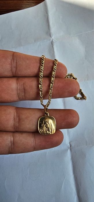 Złoty łańcuszek z zawieszką 585 14k idealnym stanie komplet 7.49gram