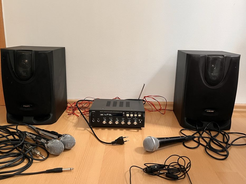 Zestaw karaoke LTC Audio + 2 kolumny Philips + 3 mikrofony