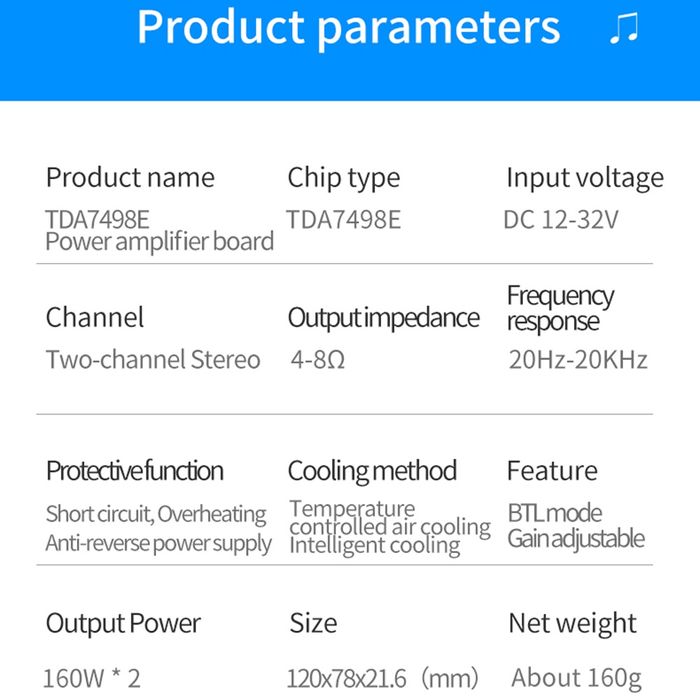 Усилитель мощности звука TDA7498E, 2*160W, поддержка BTL 220W.,стерео