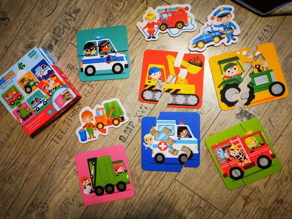 Duże puzzle, 2-3 elementowe - TREFL (pojazdy i zawody)