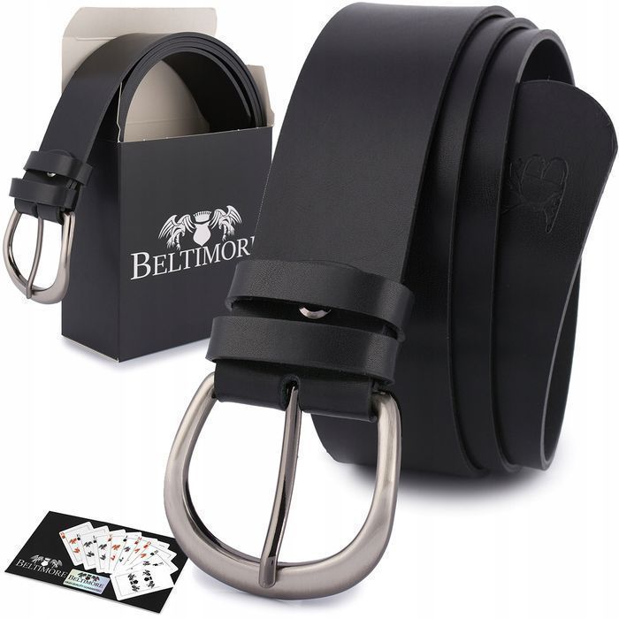 Skórzany pasek damski do spodni sukienki czarny skóra naturalna 4 cm