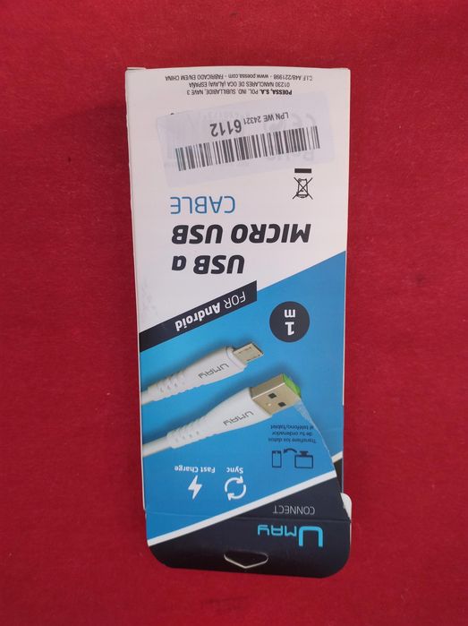 umay micro usb kabel fast charge biały 1 metr connect sync android