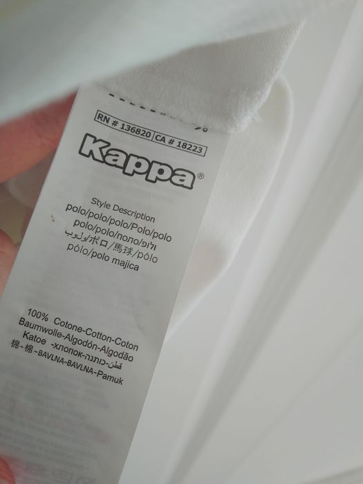 Kappa koszulka polo biała XXL duży rozmiar casual