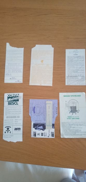 Bilhetes concertos dos anos 90