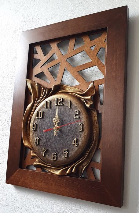 Zegar ścienny na jubileusz - drewniana rama ROCZNICA ŚLUBU + GRAWER