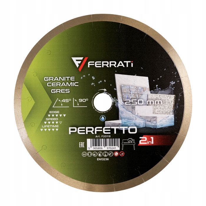 Ferrati Perfetto 250Mm Bardzo Precyzyjna Tarcza Do Ceramiki