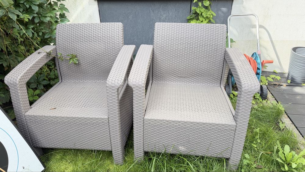 2 fotele ogrodowe z technorattanu – cappuccino – stan bardzo dobry