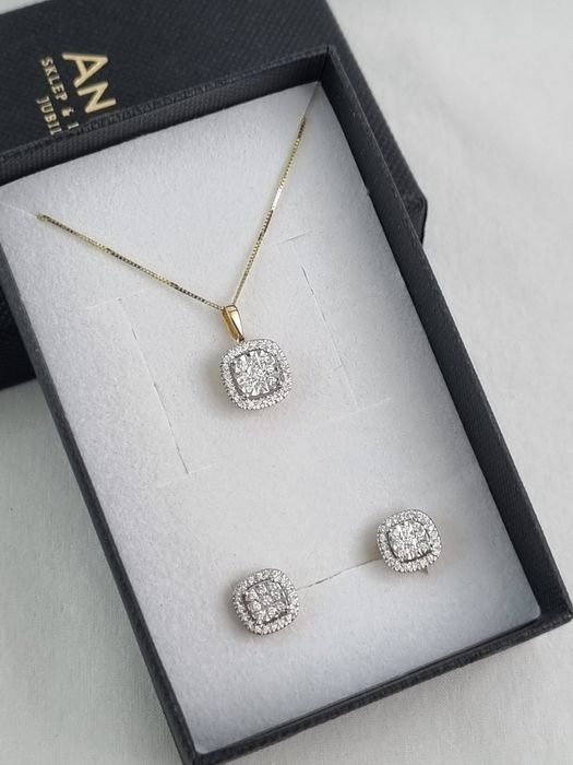 Luksusowe złote kolczyki z diamentami 585 sztyft brylanty