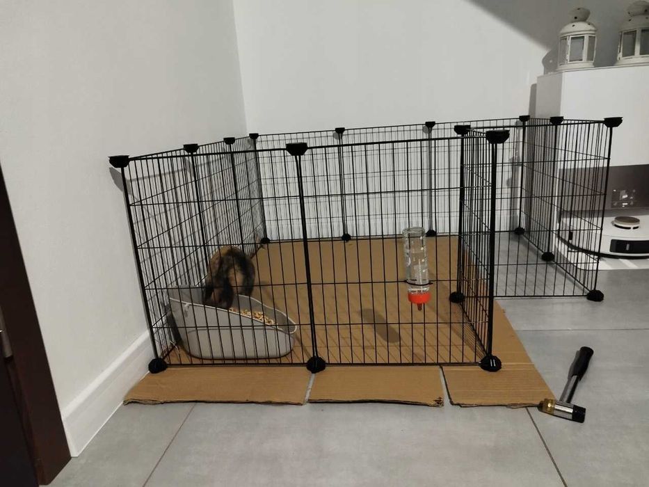 Klatka Kojec Dla Małych Zwierząt Zagroda 46x143x73 Cm Wybieg Siatka