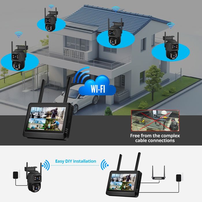 NVR відеореєстратор відеоспостереження з монітором 2 в 1 ICSee WiFi 8к