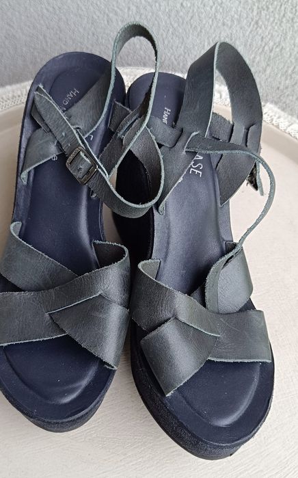 Sandały Kork-Ease Brazylia 25,6 cm 39 koturn kolor grafitowy skóra