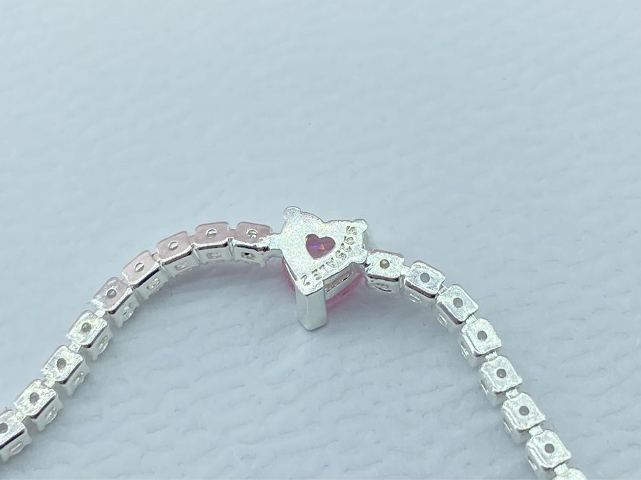 Оригінальний срібний браслет Pandora Рожеве серце Pave Бірка/пломба