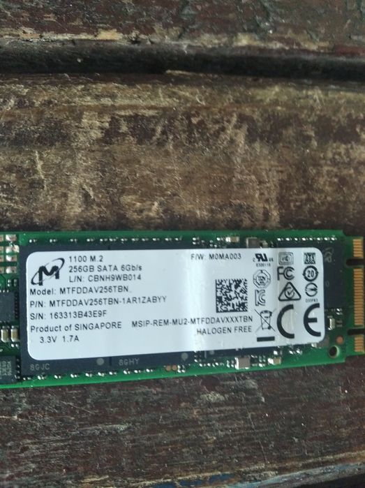 dysk SSD Micron 1100 M.2 o pojemności 256 GB i interfejsie SATA 6Gb/s