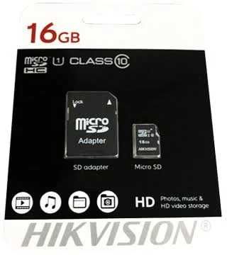 Cartao memoria 16gb hikvision Class 10 com adaptador - novo