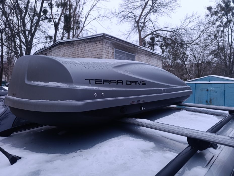 Багажник на крышу бокс Terra draive 480л вместе с попереченами и креп