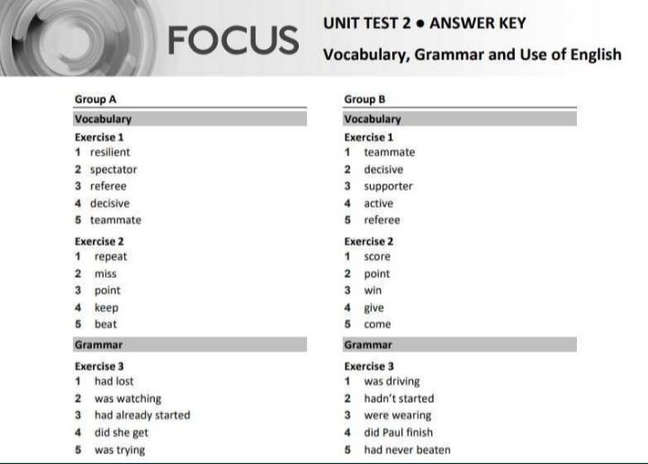 Focus 3 second edition Unit test відповіді гдз