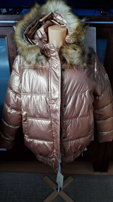 Mega kurtka zimowa z kapturem i futerkiem nowa xl