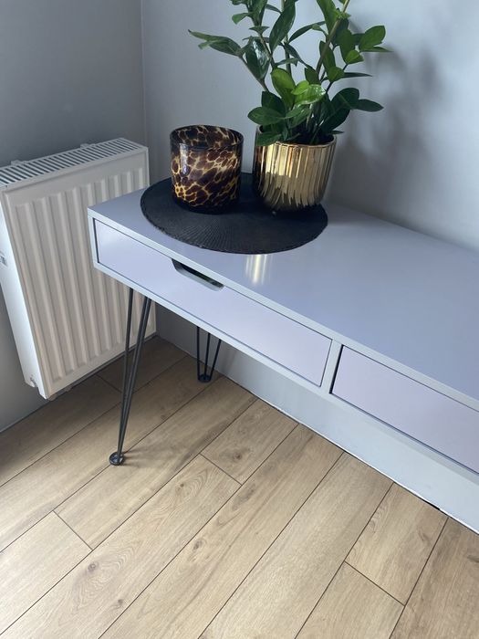 Stylowa konsola szara siwa z szufladami biurko design
