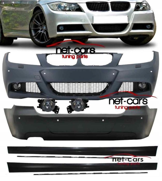 Zderzak przód i tył + halogeny + progi BMW 3 E90 05-09 MPakiet PDC SWR