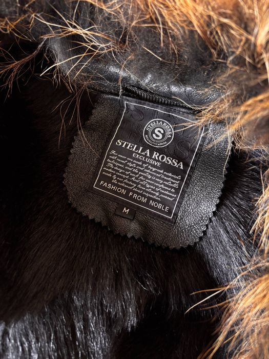 Шкіряна дублянка Stella Rossa з натуральним хутром писця демісезонна
