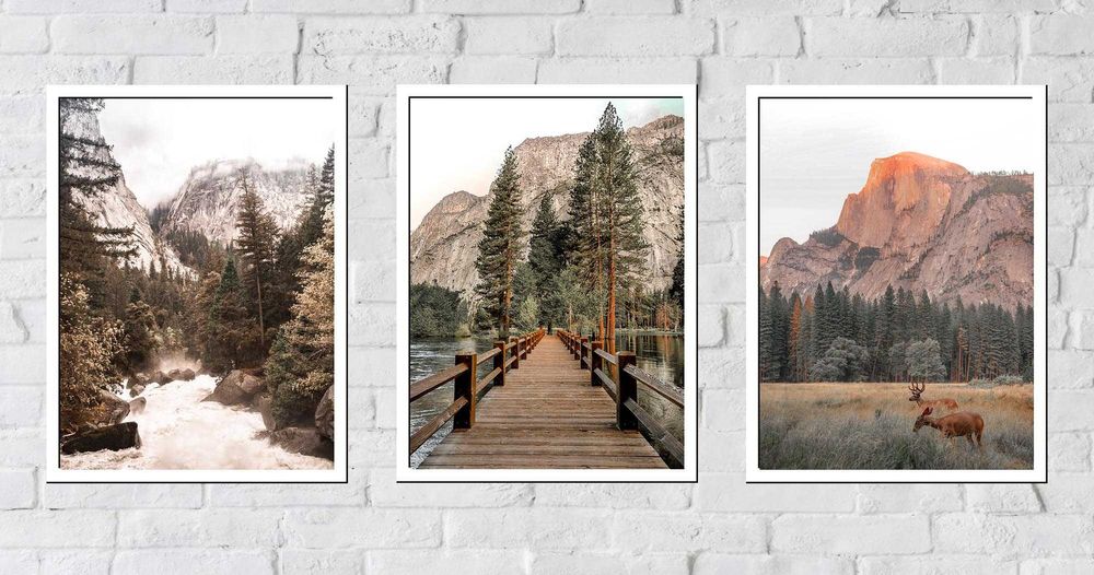 50x40 obrazy w ramie plakaty ramka MOST GÓRY JELEŃ LAS JEZIORO BOHO