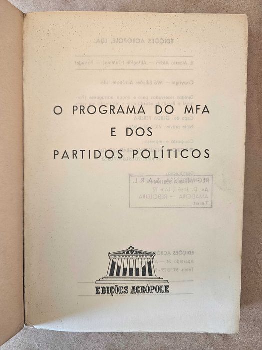 Livro O Programa do M.F.A. e dos Partidos Políticos