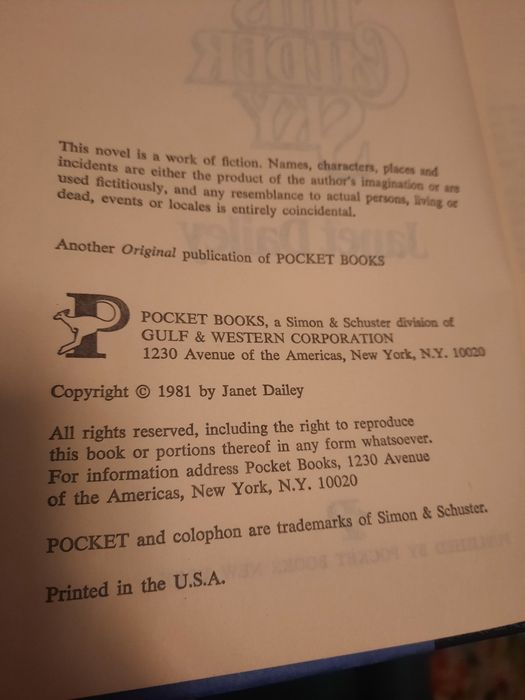 This calder sky Janet Dailey 1981 USA