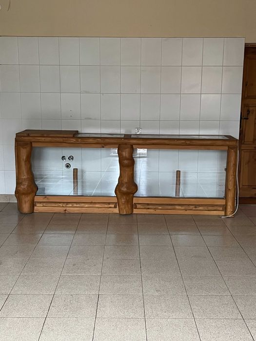 Lada sklepowa drewniana ze szkłem solidna!