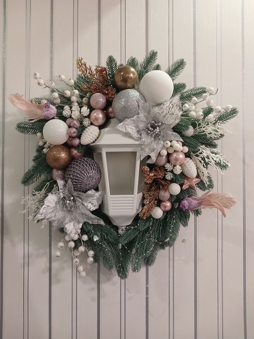 Новорічний декор.вінок.ліхтар