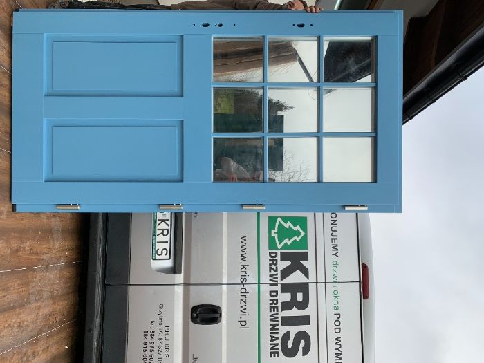 Drzwi Zewnętrzne Drewniane Angielskie  niebieskie 9 czyste powietrze