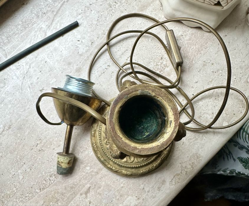 Stary świecznik mosiężny, lampa